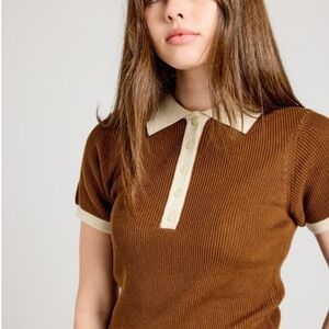 Known Supply Zuri Knit Polo Spice Medium Organic Cotton